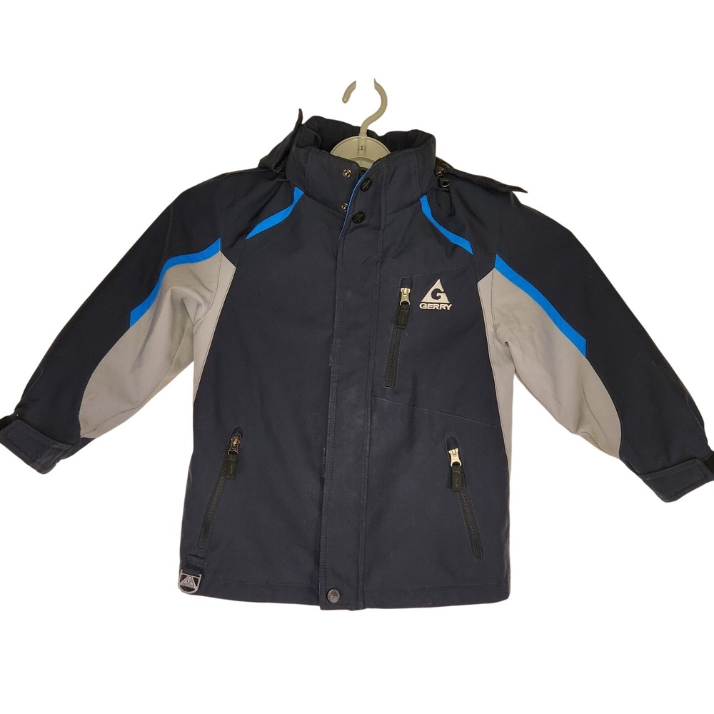 GERRY Hooded Ski Jacket Youth XS 5/6 Navy Blue Gray Snow Winter Cold Coat - Picture 1 of 5